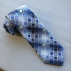 Croft & Barrow Geometric Blue Diamonds Necktie 60" L 3" W polyester handmade